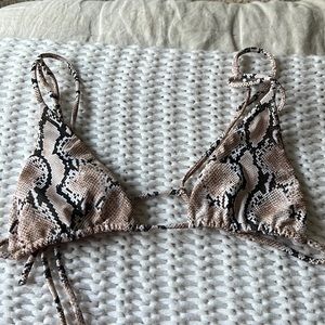Tan + Lines Triangle Bikini Top Size S Snake Print